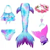 N93 Tail Tails Swimming Dresses Cosplay Costume Beach Clothes Little Mermaid Girls Swimsuit For Kids Set Bathin KL