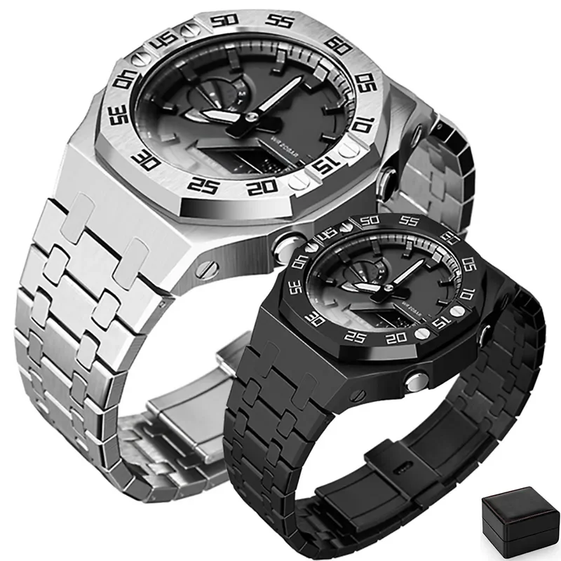Ga2100 Mod Kit Modelli Di Castoni Con Cinturino In Acciaio Metallico Per Casio G-Shock Ga2100/Ga2110 Accessori Di Ricambio Per Orologi Kit Custodia E 