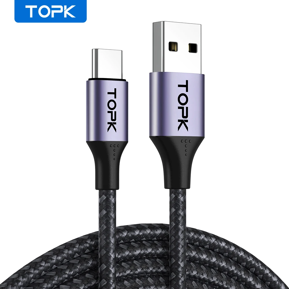 TOPK 3A Type C USB Cable Fast Charging For Samsung S22 S20Xiaomi mi Mobile Phone Fast Charging USB C Cable Type C Charger Cables