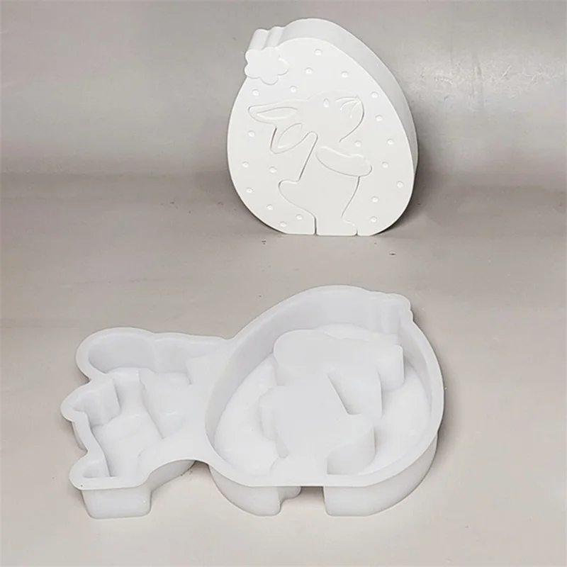 Easter Silicone Molds Safe Bunny Easter Egg Shaped Easter Molds for Cake Ice Cube Candy Jelly Chocolate Soap Cement