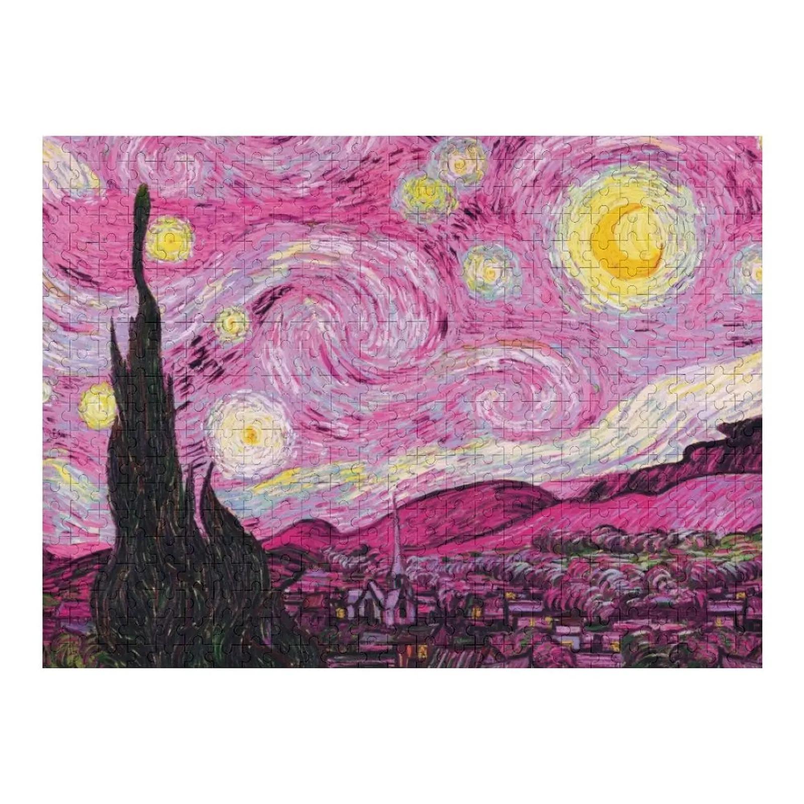 

Van Gogh - Pink Starry Night Jigsaw Puzzle Custom Customized Picture Customizable Gift Puzzle