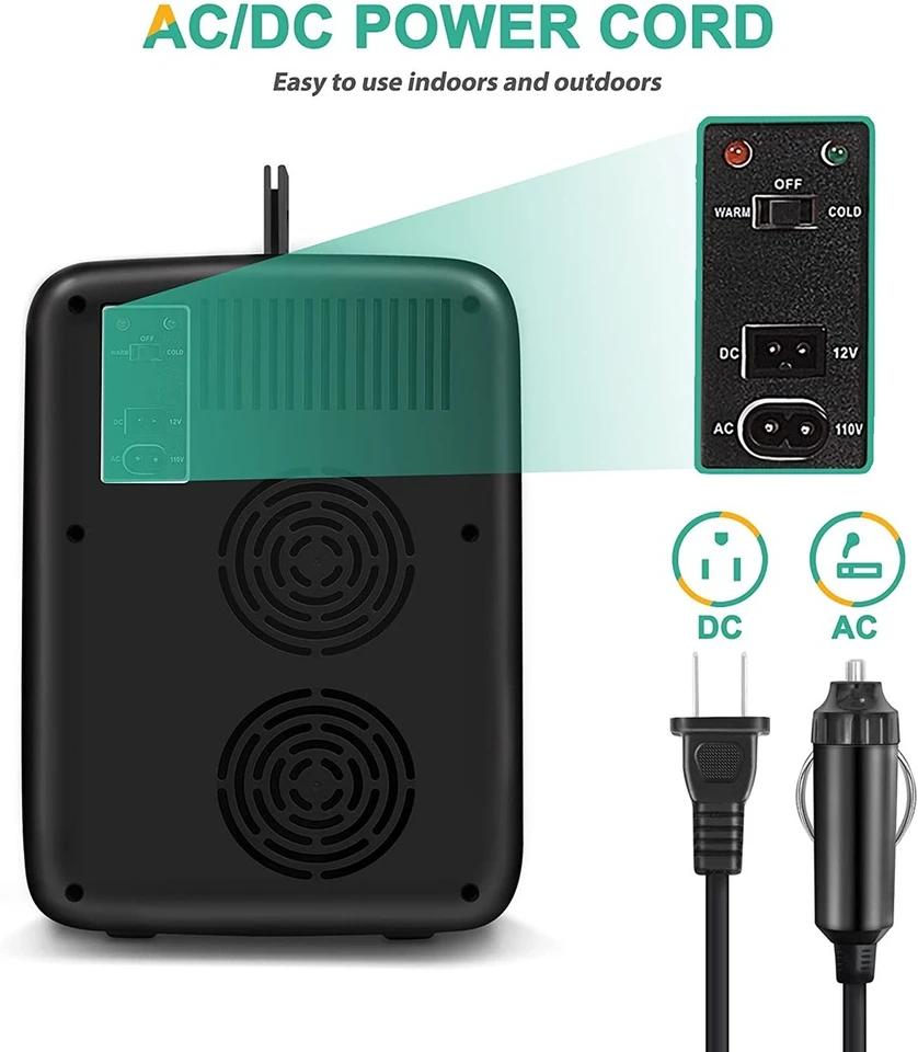 Cooluli Mini frigorifero da 10 litri per camera da letto, auto, scrivania e dormitorio universitario, 12 V, portatile, per alimenti, bevande, cura della pelle, bellezza, trucco e cosmetici, piccolo