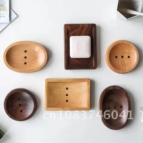 

Walnut Black Wooden Soap Dish For Shower Bathroom Drain Soap Holder Rack Bathroom storage Gift Birthday