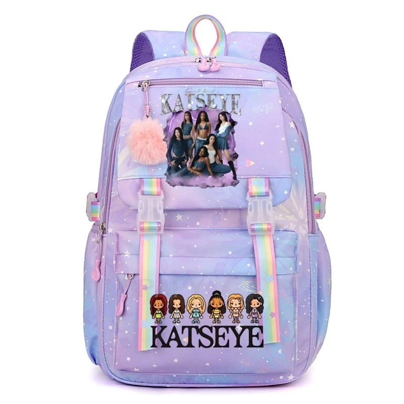 Girls School Bags Kpop KATSEYE Backpack Teenager Fashion Casual School Bags Lightweight Daypack for Student Women Travel Daypack - 4