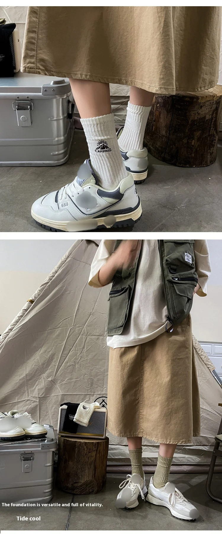 Five Pairs Of Autumn And Winter Socks Ins Retro Harbor Style Camping Snow Mountain Embroidery Mid Tube Socks Trendy Personality Cotton Socks_voghion.com