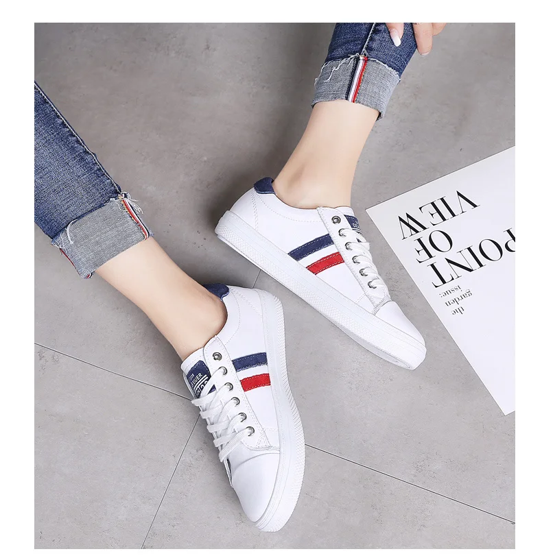 2023 Women's Genuine Leather Sneakers Women Casual Fashionable Sports Shoes Vulcanized White Flat Shoe Ladies White Sneakers