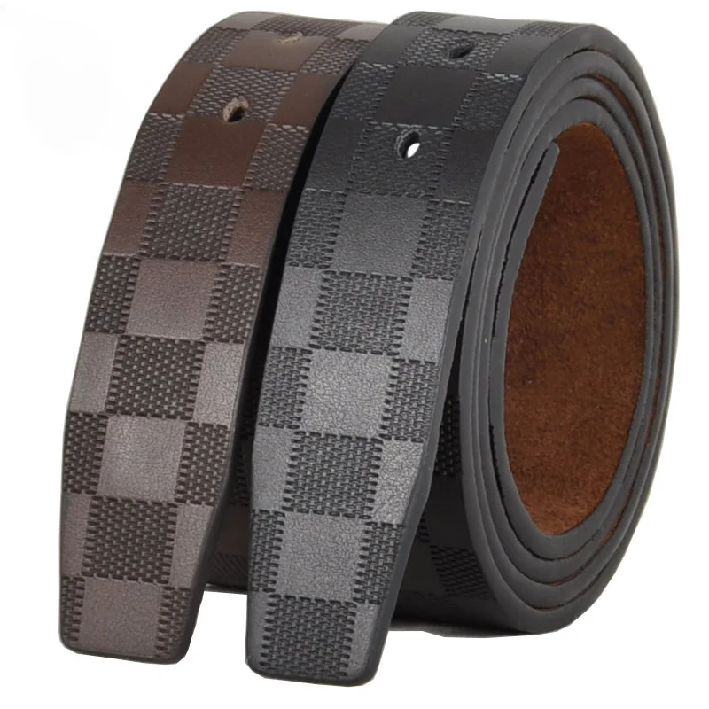

3.3cm Leather Belt Without Belt Buckle Fashion Plaid Two-layer Cowhide, Suitable for Pin Buckle Belt for Men hediye erkek icin