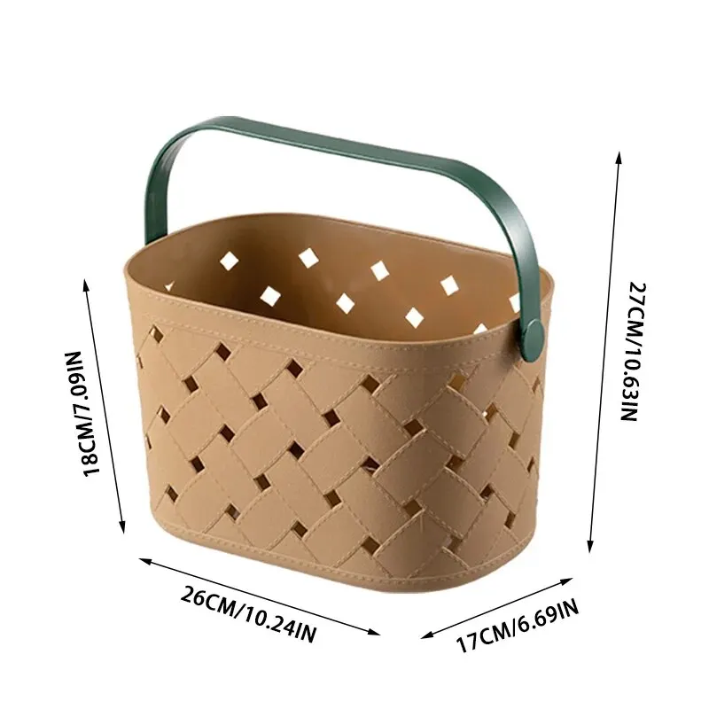 Bathroom Shower Basket Fashionable And Minimalist Hollow Storage Basket DesktopCosmetic Storage Faux Leather Pattern