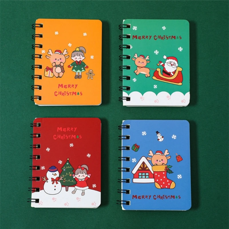 4Pcs Mini Christmas Notebooks Lined Small Notepads Christmas Party Favor for Kid