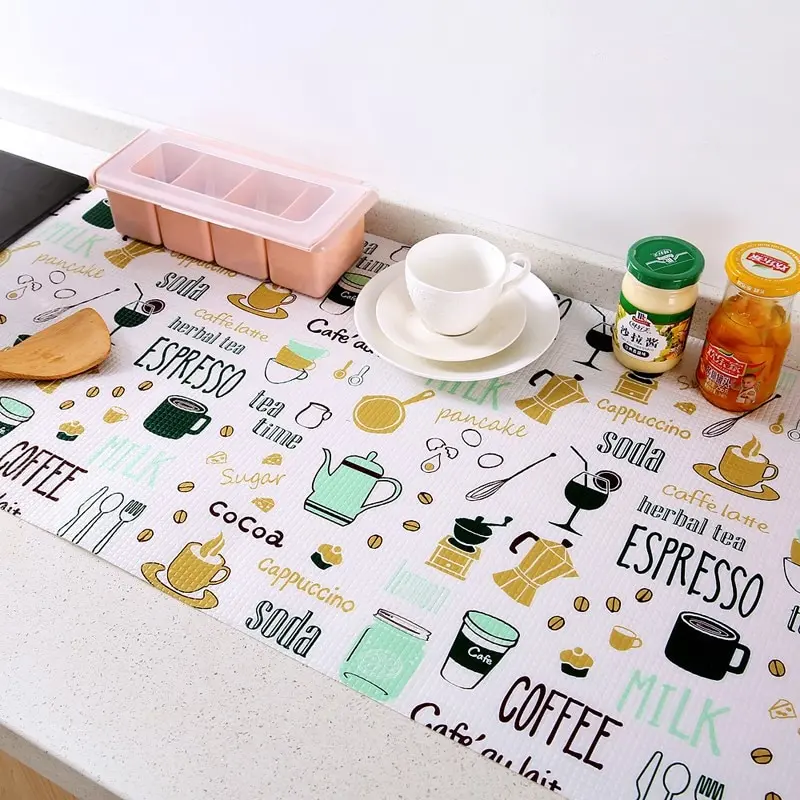 1 Roll Can Cut Table Mat Drawers Cabinet Shelf Liners Cartoon Cupboard Placemat Waterproof Oil Thickened Kitchen Stickers drawer liner
