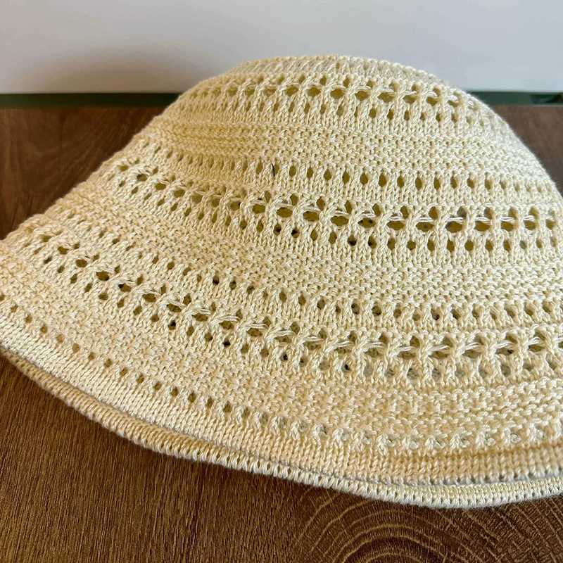 Frische und trendige gestrickte Topfmütze für Damen; Sommer-Freizeitmütze mit hohlem Sonnenschutz – Detail 18