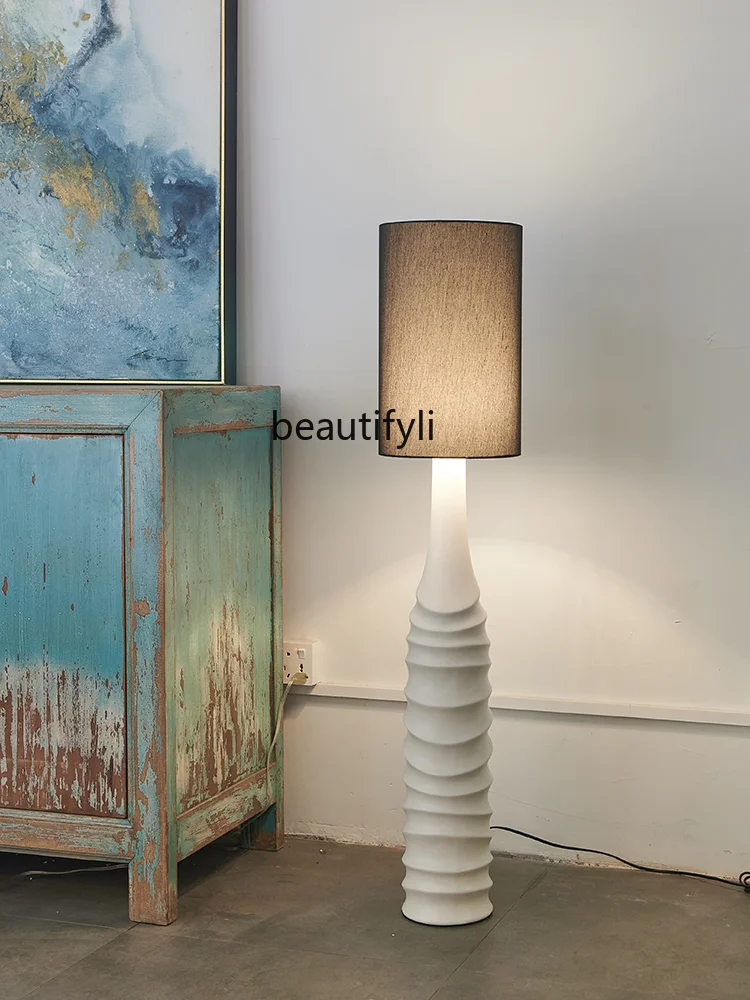 

American Ceramic Floor Lamp Living Room Study Bedroom Bedside Fabric Vertical Retro Lamps