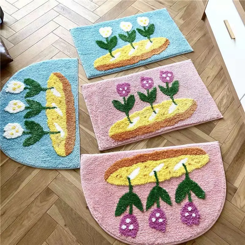 

Нескользящий коврик для ванной, абсорбирующие дышащие коврики, коврик для входа в туалет, простой цветочный ковер для гостиной, мягкие комфортные коврики для ног