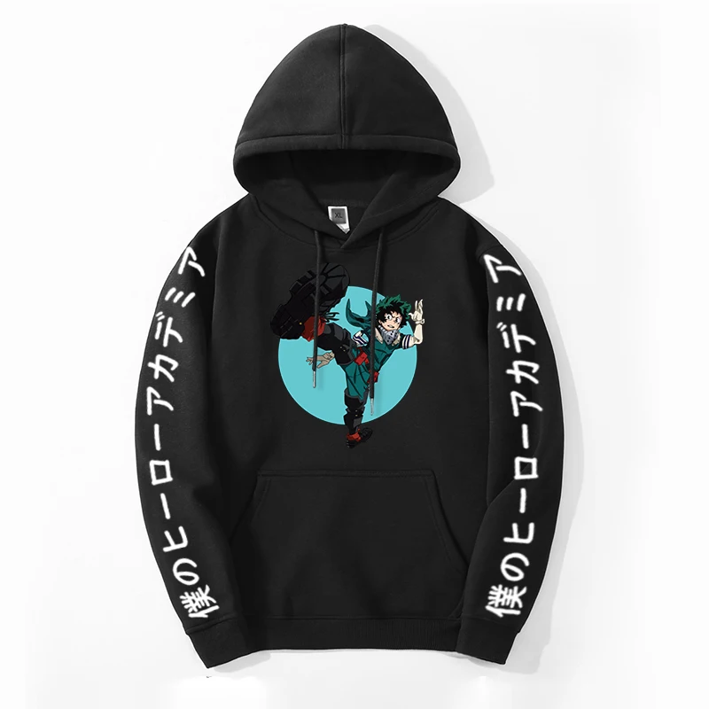 

My Hero Academia Japan Anime Cartoon Winter Men's Simple Midoriya Izuku Sweatshirts Hoodie Simple Print Hoodies Casual Hoody