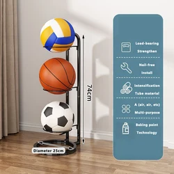 Compact Basketball Storage Rack - Space - Saving Ball Organizer (Size3 black)