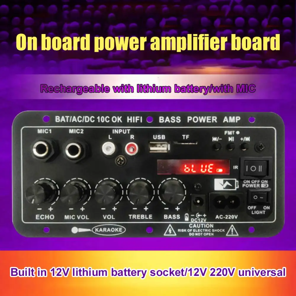 업그레이드된 디지털 5.0 스테레오 앰프 보드, 듀얼 마이크, 노래방 서브우퍼 앰프, 200W, 220V, 12V, 24V