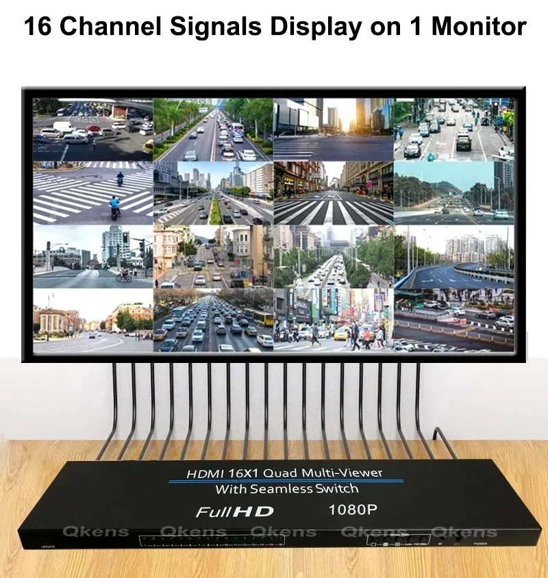 HDMI 16x1 멀티뷰어 1080P 쿼드 스크린 멀티뷰어 분배기 16입력 1출력 심리스 스위치 16포트 HDMI 디스플레이를 하나의 TV 모니터에 표시