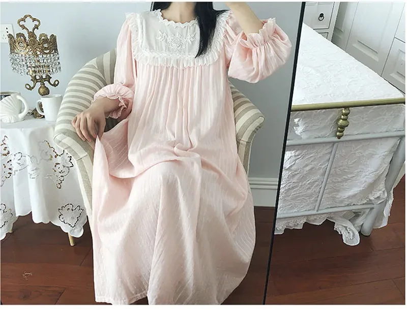 قمصان نوم فيكتورية نسائية مطرزة ، فستان لوليتا ، ق...