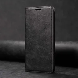 Premium Magnetic Flip Leather Wallet Case - Durable and Stylish Protection for Poco F9 Pro (D2 - Black)