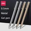 7pcs Metal Gel Pen Set 0.5mm Deli Roller type Black Ink Ballpoint Pen Replaceable Refill School Stationery Office Supplies 2