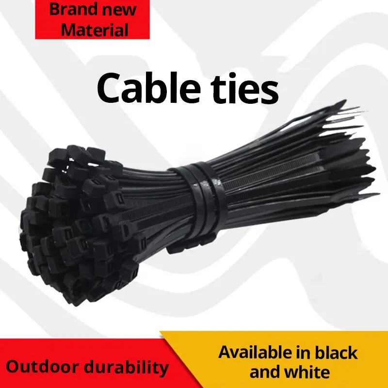 100 Pieces Black 4x200 Cable Tie Fastening Ring Reusable Cable Zip Ties