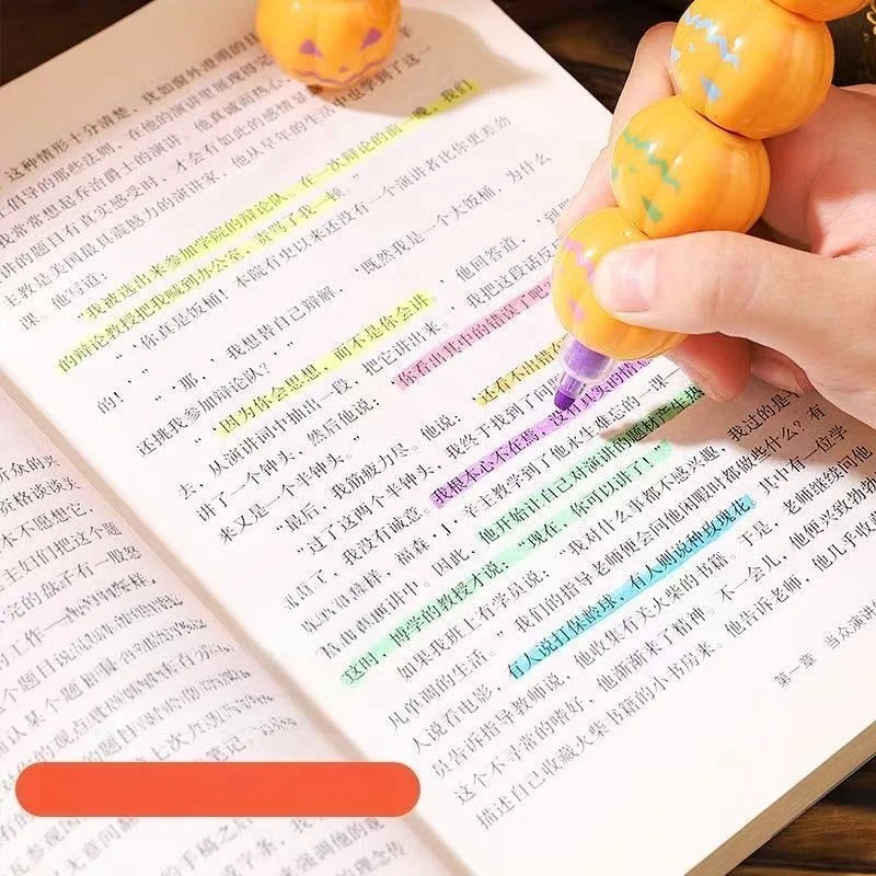 귀여운 스플라이싱 형광펜 할로윈 호박 재미있는 선물 미니 형광 마커 DIY 학생용 펜