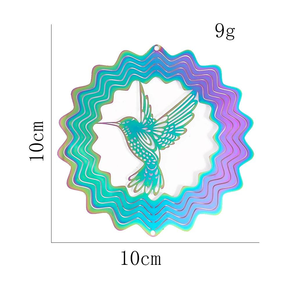 3D Colorful Rotating Wind Spinner Hummingbird Flowing Wind Chimes Yard Garden Hanging Decor Wind Catcher Pendant Bird Deterrent - Image 6