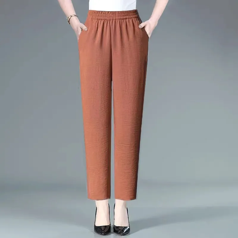 Iced silk crinkle harem pants - tangerine