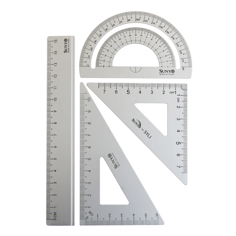 Measuring Tools 4 in 1 Metal Ruler Aluminum Alloy Angle Ruler Protractor Triangle Multifunctional Set Square Goniometer