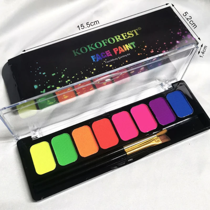 8-Color Water-Soluble Fluorescent Body Paints Halloween Dark Night Glow Paintbrush DIY Quick Dry Camouflage Paste Eyeline Makeup 3