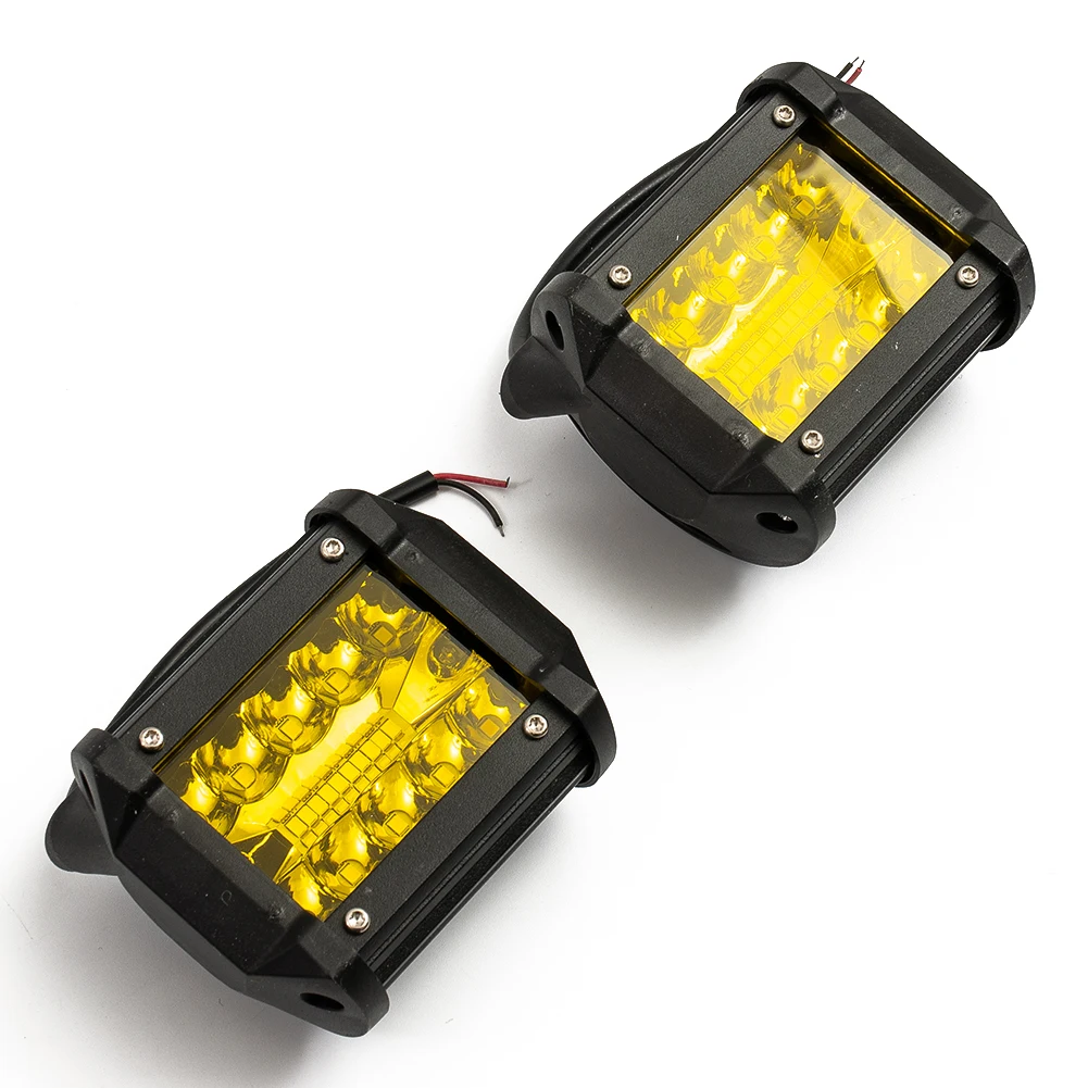 9V-32V Work lights Aluminum Alloy+PC Car Replacement Spotlight Super bright 12000LM Yellow 2Pcs 40-LED Daytime running