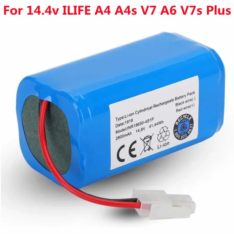 Ilife Aspirador Robô Bateria de Lítio Capacidade Total 14.8v 2600mah 3500mah 14.4v a4 A4s v7 a6 V7s Plus Ilife 4s1p Novo
