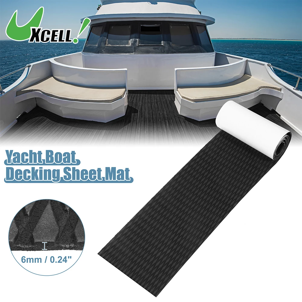 Boat Decking Mat Uxcell 2400x300x5mm EVA Faux Teak Decking Sheet Mat For Boat Yacht Marine Deck Pad RV Car Trunk Flooring