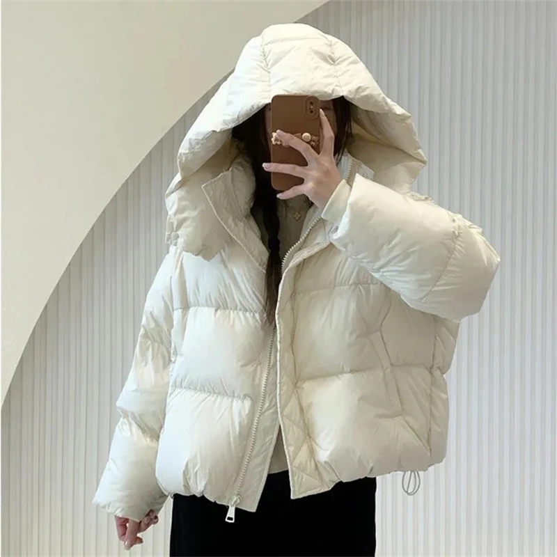 Getadme-2024 Autumn Winter Down Cotton Jacket Coat Women's stand Parkas Loose Thickening  Design sense Female Students Korean Outerwear