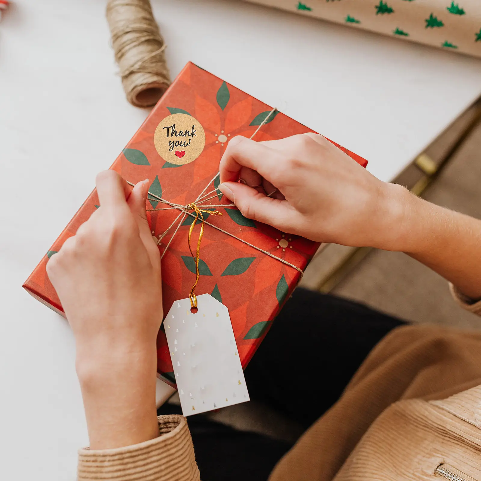 10장 종이 감사 스티커, 매끄러운 표면에 붙는 자가 접착식, 잔여물 없음, 베이킹 포장 라벨 씰 스티커