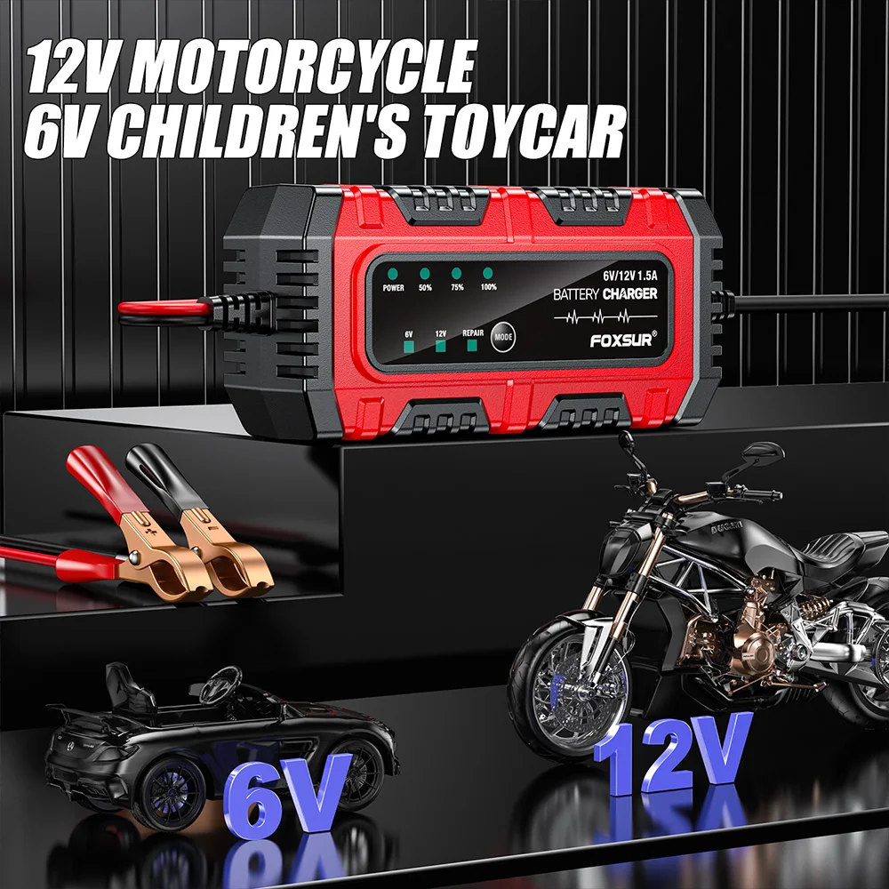12-V-Motorrad-Batterieladegerät und -wartungsgerät, Digitalanzeige, Autobatterie-Ladegerät, 1,5 A, vollautomatisches Erhaltungsbatterie-Ladegerät – Detail 6