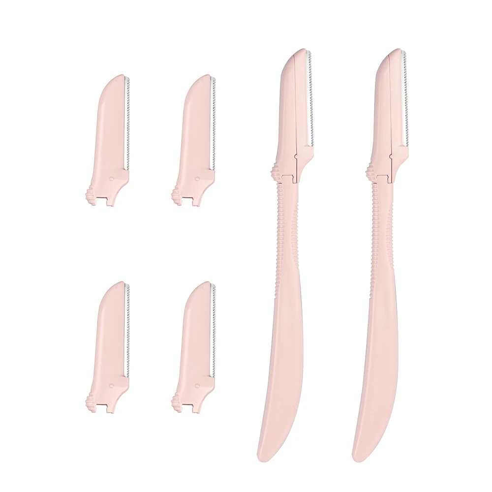 2Pcs Eyebrow and Facial Razor for Women Dermaplaning Tool for Face with 4 Replacement Head，Professional Style Skincare Tool。 4