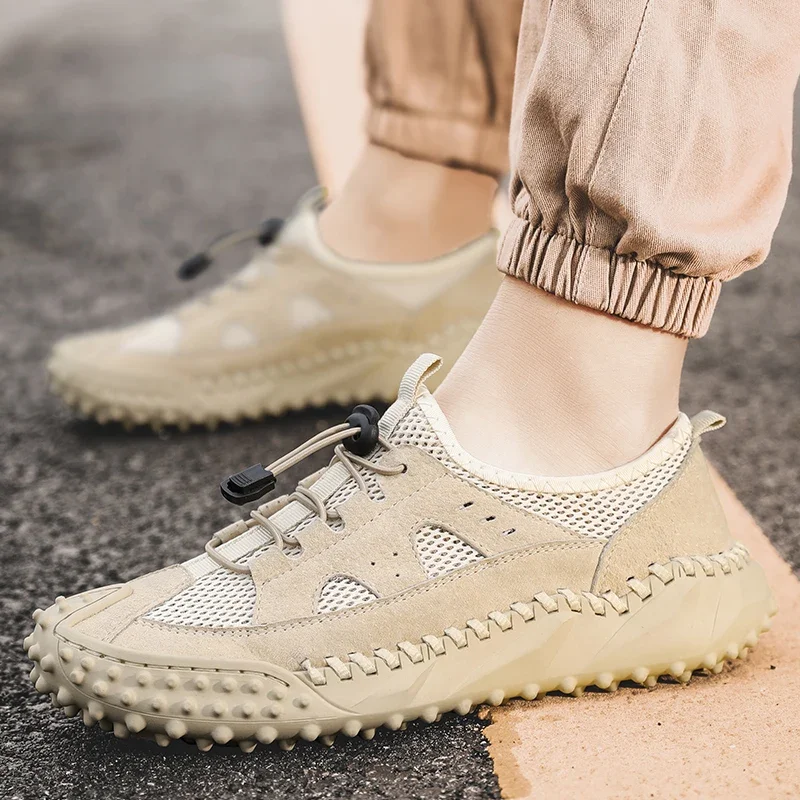 

Мужские дышащие кроссовки ручной работы, сетчатые Нескользящие кроссовки, Повседневная модная уличная спортивная обувь, Новинка лета 2024