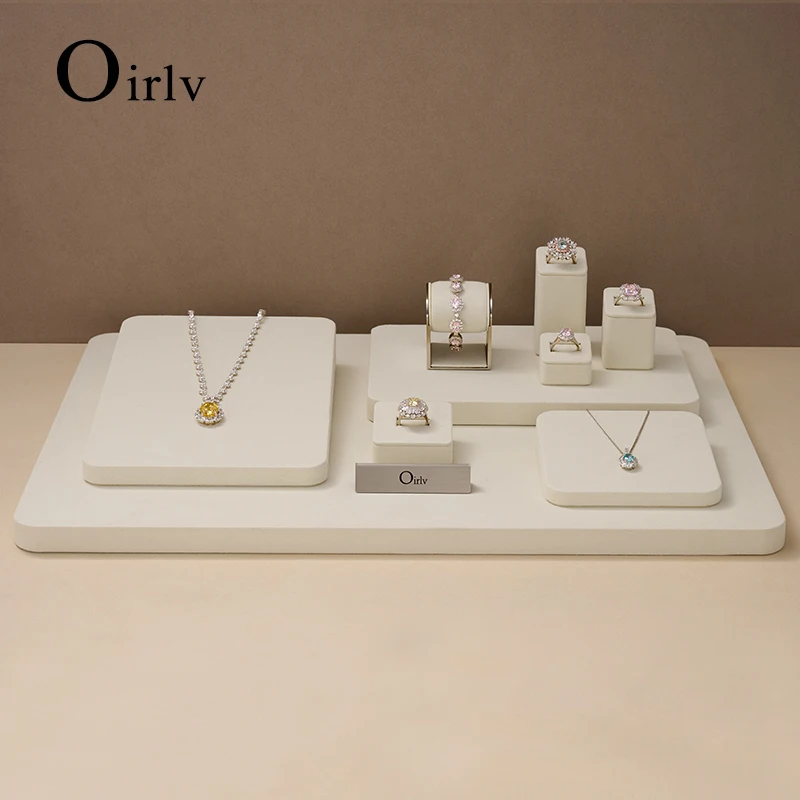 

Oirlv Microfiber Jewelry Display Organizer Props Ring Pendant Necklace Holder Professional Jewelry Display Stand Set Showcase