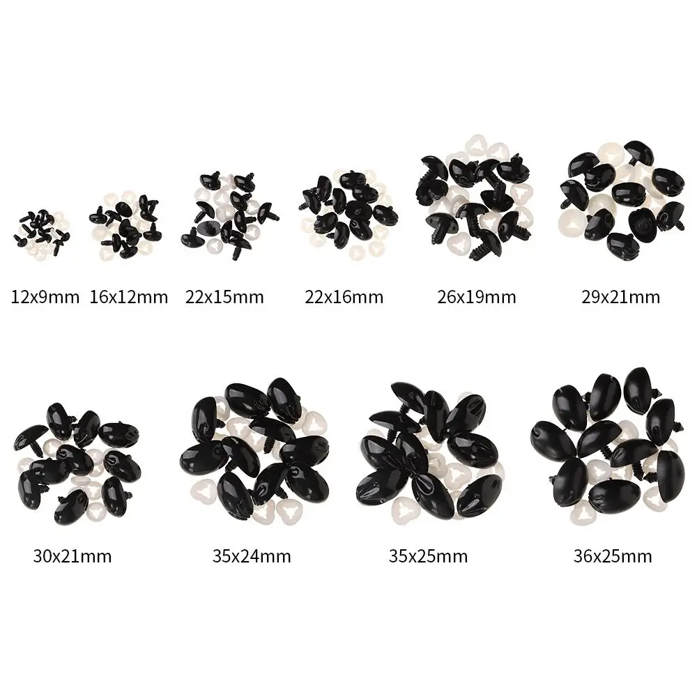 10Pcs Plastic Black Oval Safety Noses Doll Animal Dog Noses for Bear Stuffed Toys DIY Craft Wool Felting Accessories