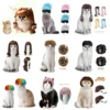 Pet cat bangs straight hair wig braids Pet dog big wave wig headdress holiday cosplay costume accessories