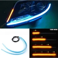 2Pcs 12V Led Guide Strip Headlight for Car Daytime Running Lights Turn Signal Bulb DRL Sequential Switchback 30cm/45cm/60cm 4