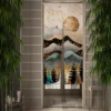 Chinese Traditional Landscape Door Curtain Noren Ink Mountain Painting Kitchen Bedroom Japanese Hanging Entrance Doorway Curtain 2