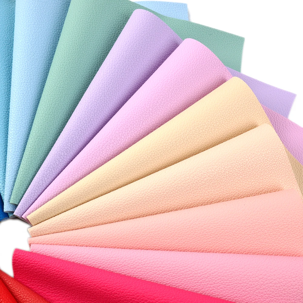 Solid Color Litchi Craft Synthetic Fauc Leather Sheets DIY Making For Bows Earrings Bag Gift Decor Vinyl