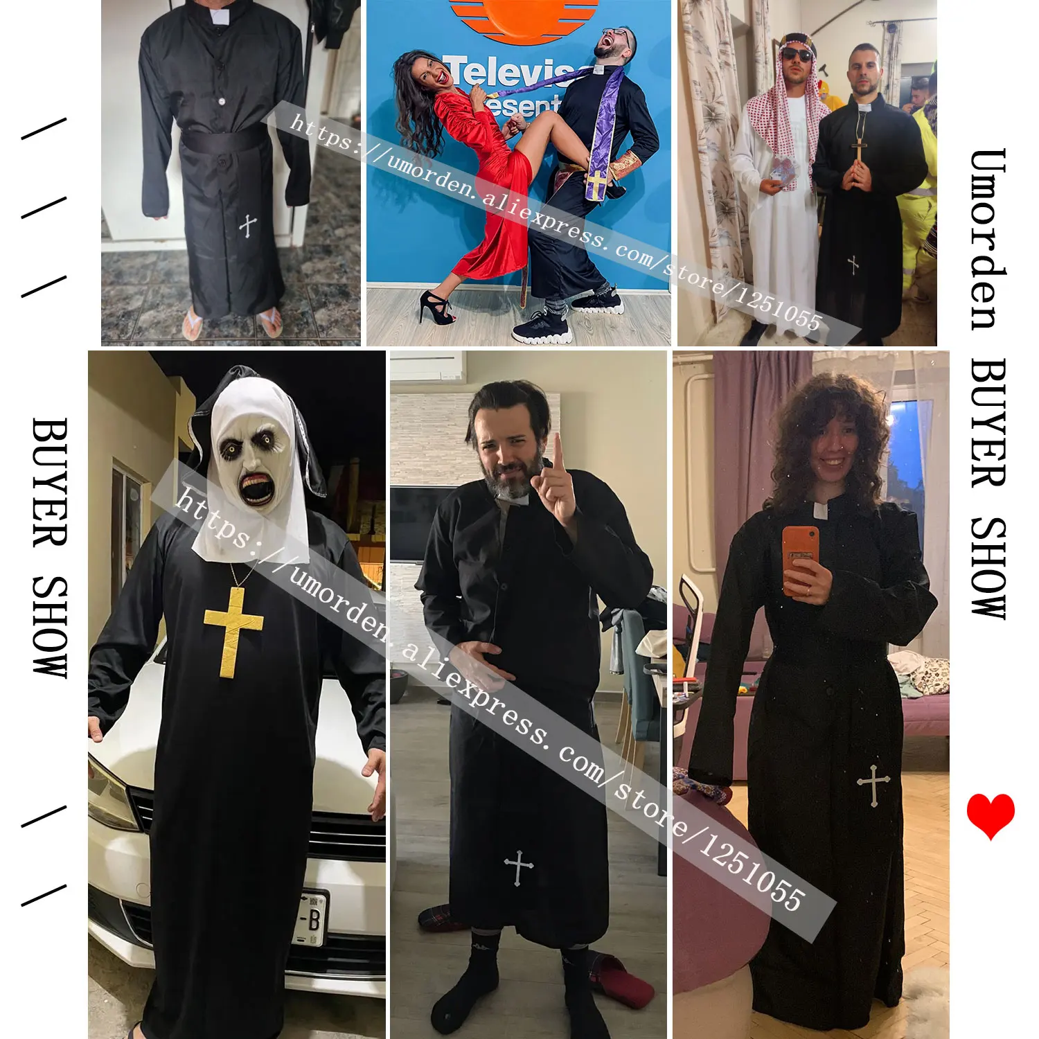 Umorden Easter Purim Halloween Costume for Men Father Priest Bishop Costumes Christian Pastor Clergyman Cosplay