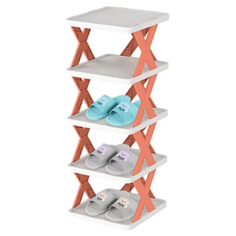 

5 Tier Stackable Shoes Organizer Flexible Space Saving Vertical Shoes Storage Rack Easy-assembled Closet Shoe-Shelf Plastic