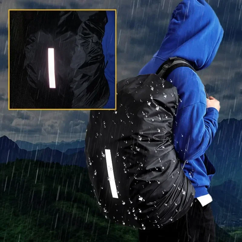 New Reflective Waterproof Backpack Rain Cover 20L-100L Outdoor Night Cycling Safety Light Raincover Case Bag Camping Hiking