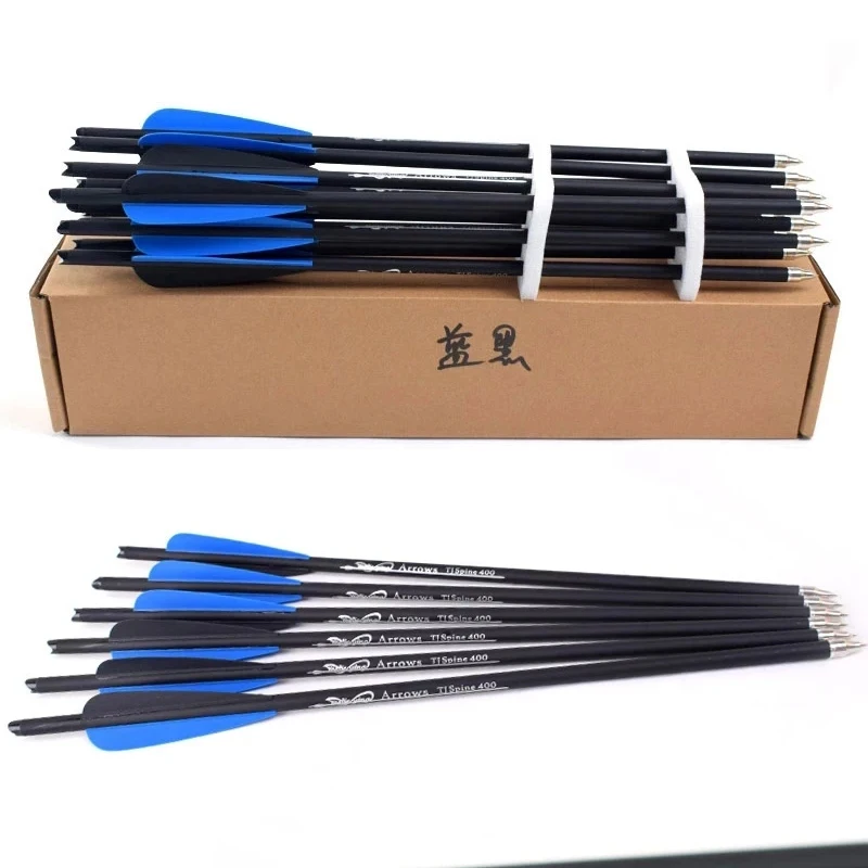 

12Pcs Bolt Archery Hunting Carbon Arrow Crossbow Arrows Bolts 16/17/18/20/22 Inches Spine 400 for Crossbow Shooting