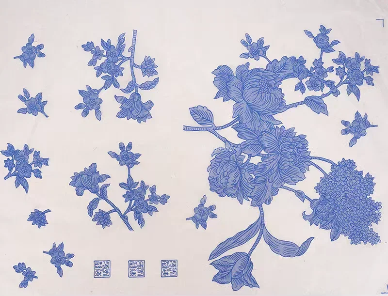 Ceramic Underglaze Blue and White Pattern Transfer Stickers