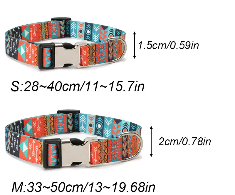 Personalised Forest Pattern Dog Collar Adjustable Nylon Pet Lead_voghion.com